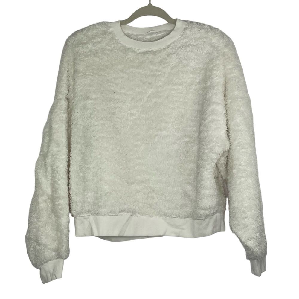 Gap white Fuzzy Shaggy Y2K fluffy hairy white pullover size Small